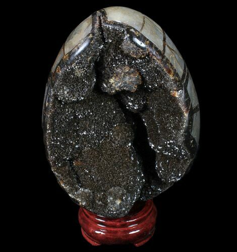 Septarian Dragon Egg Geode - Black Crystals #89784